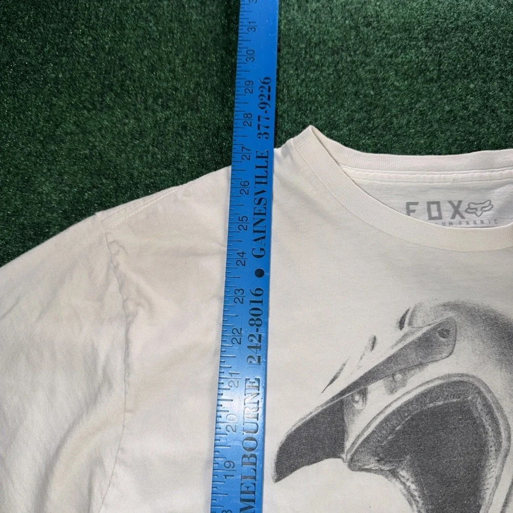 Vintage Fox Racing White Graphic T Shirt Size Large Y2K